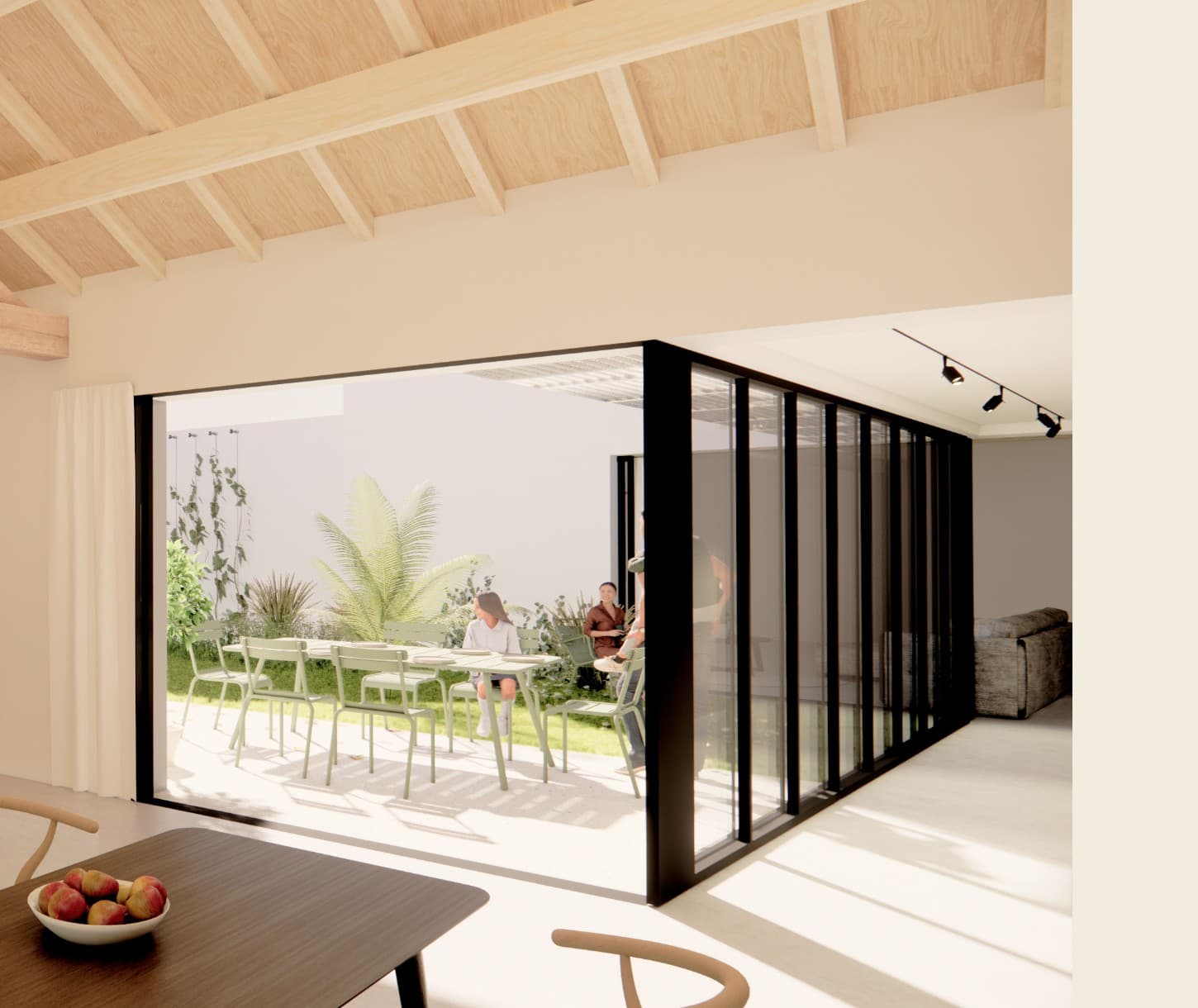 Loft N°02 — détail terrasse arborée.